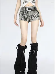 Short féminin vintage y2k jeans basse taille en denim gris gris baggy streetwear streetwear filles hip hop pantalon court vêtements femmes