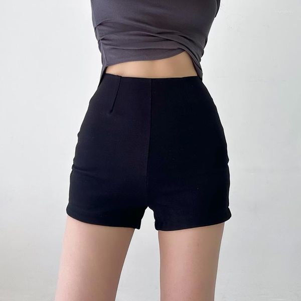 Shorts pour femme taille haute TVVOVVIN été enveloppé hanche tube droit polyvalent décontracté mince sexy longues jambes collants noirs JIJ4