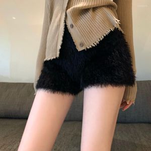 Short femme WDMSMNA Hong Kong Style couleur unie tricoté femme automne hiver épaissi taille haute Imitation vison velours mince