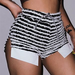 Shorts pour femmes Weird Puss Hairy Side Split Femmes Zebra Print Skinny Lace Up 2023 Mode Sauvage Casual Streetwear Élastique Mini Bottoms 230901