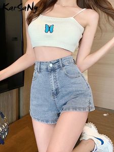 Dames shorts White Jeans Summer 2023 High Tailed Mini Short for Ladies strakke denim Black 230222