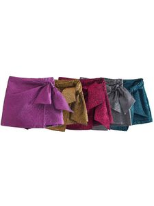 Shorts pour femmes Willshela Femmes Mode Skort texturé avec nœud papillon Taille haute Invisible Fermeture à glissière latérale Casual Chic Lady Femme Élégante Y2302