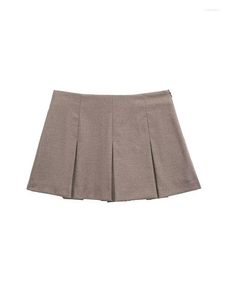 Shorts femmes femmes 2023 automne Chic mode flanelle jupes Vintage taille haute fermeture éclair latérale femme jupes Mujer