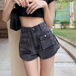 Shorts pour femmes Denim taille haute pour femmes Casual Loose Ladies Fashion Pocket Wide Leg Short Jeans