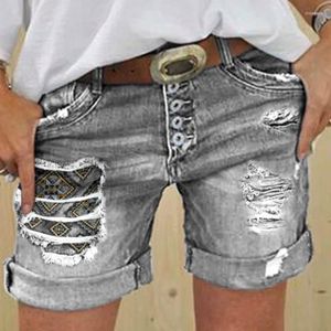 Damesshorts Dames Casual Zomer Old Cut Torn Patch Denim Jeans Los All-match borduren Korte broek Dameskleding Mode