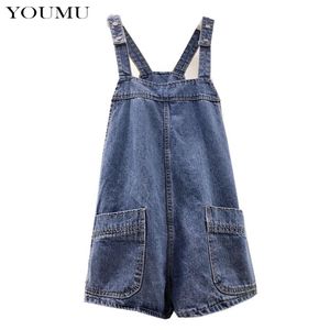 Shorts Pour Femme Femmes Coton Jeans Lâche 8 Couleurs Solide Taille Haute Streetwear Poches Jambes Larges Salopette Denim Été 200-A959