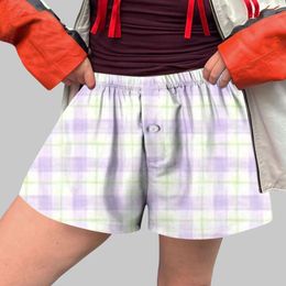 Short féminin Femmes mignonne m Soft Elastic Low Plaid Primp Bouton Pame avant Pyjama Botts Bother Boy Underwear for Cotton