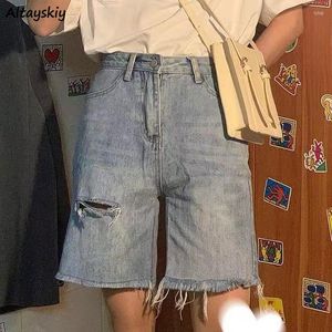 Short Femme Denim Hole Design Poches Gland Ulzzang Chic Harajuku Étudiants Trendy Ins Washed Distressed Streetwear Girls