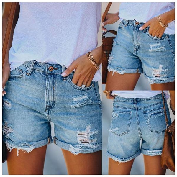 Shorts pour femmes Shorts en jean pour femmes Summer Fashion Ladies Girls Jeans Shorts Ripped Hole Straight Shorts 230509