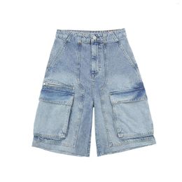 Short féminin Fashion Fashion Summer Mid-Waist Toolling décontracté vintage poche de zipper pantalon de jean