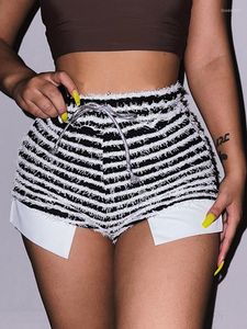 Dames Shorts Dames Harige Side Split Zebra Print Skinny Lace Up Mode Wild Casual Streetwear Elastische Mini Bodems