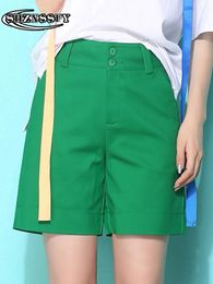 Shorts pour femmes femmes taille haute court lâche vert femmes Shorts d'été droit coton bouton mode Shorts femmes Streetwear pantalons courts 230515