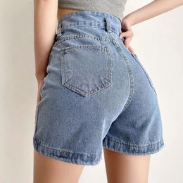Pantalones cortos para mujeres mujeres alta cintura vintage chic verano 2024 centro comercial goth flowe coreano moda y2k pantalones cortos harajuku azul