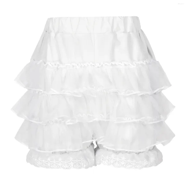 Shorts Femmes Femmes Dentelle Garniture Volants À Volants Jupe Mode Blanc Ceinture Élastique Frilly Bloomers Lolita Casual Vêtements Quotidiens