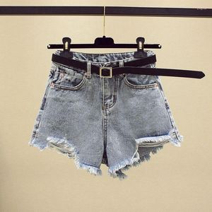 Short f￩minin en denim f￩minin taille ￩lev￩e Summer Booty Blue Blue Lignet plus taille sexy jeans courts f￩minins