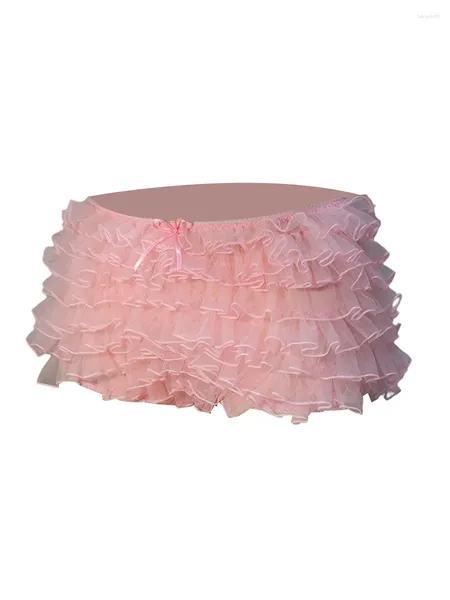 Shorts pour femmes Femmes S Volants Dentelle Trim Couches Pantalons courts Sweet Mignon Bloomers Lolita Frilly Y2K Fée Pettipants