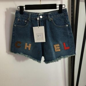 Dames shorts shorts dames lente/zomerseizoen merkontwerper geborduurde letters hoge kwaliteit mode pluche rand denim broek geschikt voor