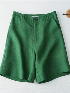 Shorts pour femmes Shorts d'été pour femmes Shorts décontractés en coton Candy Classic Linens Button Fly Pantalons courts droits Étudiants Femmes Shorts 230417