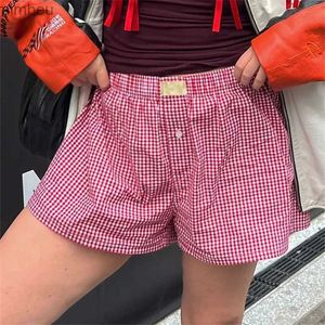 Shorts pour femmes Y2k pyjama Shorts mignon Plaid Pj pantalon court flanelle salon sommeil Shorts bas taille élastique Baggy boxeurs survêtement L240119