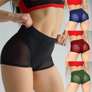 Dames shorts vrouwen sexy hoge taille training fitness vrouwelijk dans doorzichtige mesh patchwork persoonlijkheid pool dansen clubkleding