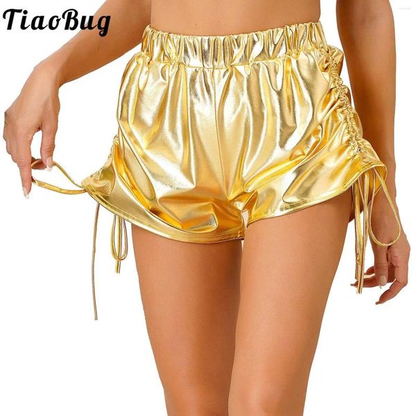 Short féminin Femmes brillantes Metallic Pole Dance Vêtements Summer Summer Fashion Side Pantrage Pantalon Rave Party Night Clubwear