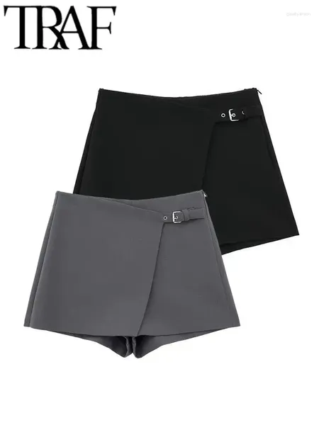 Shorts pour femmes Femmes Jupes Taille haute Fermeture à glissière latérale Office Lady Pantalon court Y2K Casual 2023 Automne