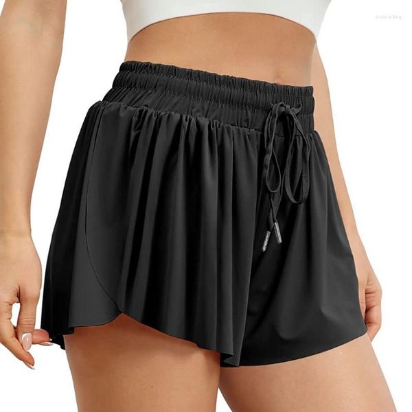 Shorts pour femmes couleur unie confortable à porter Super respirant Style jeune Type ample jambe large bande de taille élastique salle de sport