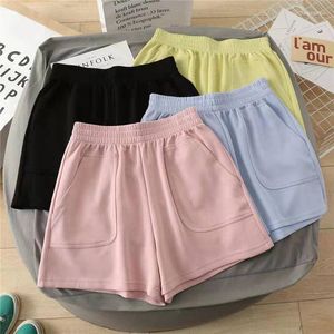 Dames shorts vrouwen zomer allemaal match elastische taille losse solide casual Koreaanse stijl mode zacht streetwear vrouwelijke zak korte broek