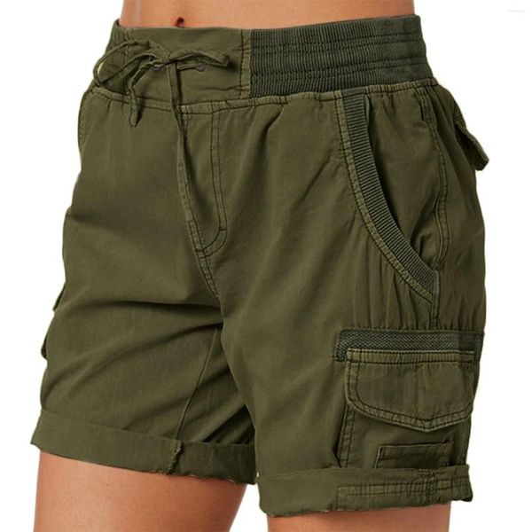 Shorts pour femme Femmes Été Cargo Lâche Randonnée Plus Taille Pantalon À Lacets Cordon Femmes Baggy Poches Maillots De Bain Pantalones