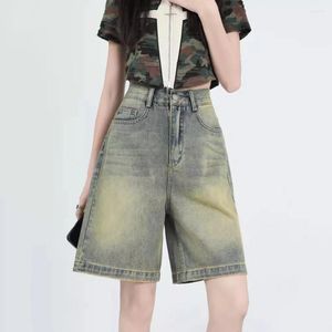Dames shorts vrouwen zomer distress retro denim mode mode hoge taille a-line los jeans vintage casual boven de knie