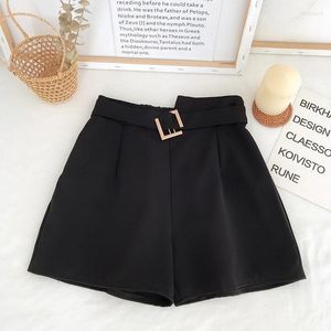 Pantalones cortos para mujer Mujeres Moda de verano Chic Lady Elástico Cintura Gasa Pantalón corto Casual Negro Verde Botón Sólido Capris