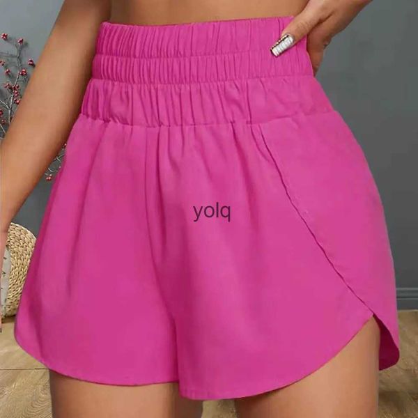 Shorts pour femmes Femmes Summer High Taille élastique Lâche Qui Dry Sports Breaable Split Hem Lady Jogging Gum Miniyolq