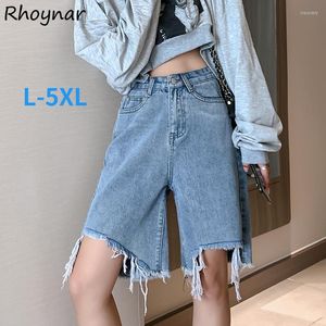 Shorts Femmes Femmes Été L-5XL Denim Bleu Mode Poches Taille Haute Confortable Tout-Match Vacances Dame Élégante Loisirs Kpop Ins