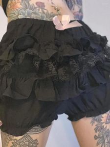 Short féminin Femmes Y2k Lace Splice Lolita Blooders en couches mignons Trim à volants Pantal