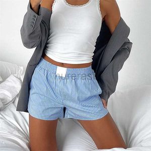 Shorts pour femmes Femmes Y2K Shiped pyjamas shorts élastiques à la taille élastique Boîte Boxer salon BOSSER CORIÉ PJ BOOD SORT SORTS D240426