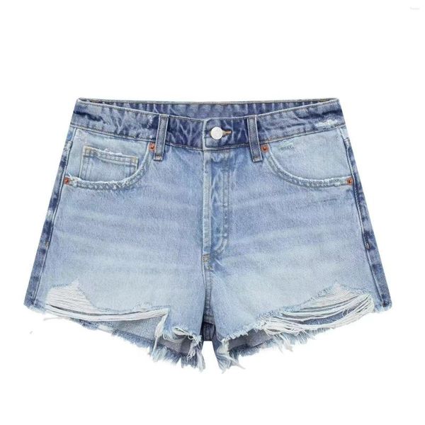 Pantalones cortos de mujer para mujer 2023 Denim mujer cintura alta rasgado azul Jean mujer Y2K Streetwear deshilachado verano
