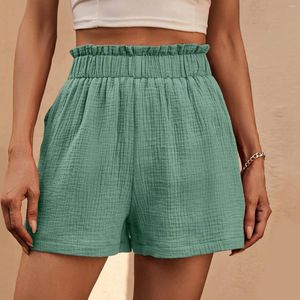 Dames shorts dames casual gelaagde plooien rechte been broek elastiek hoge taille losse zomer comfortabele zweetbroeken 2024