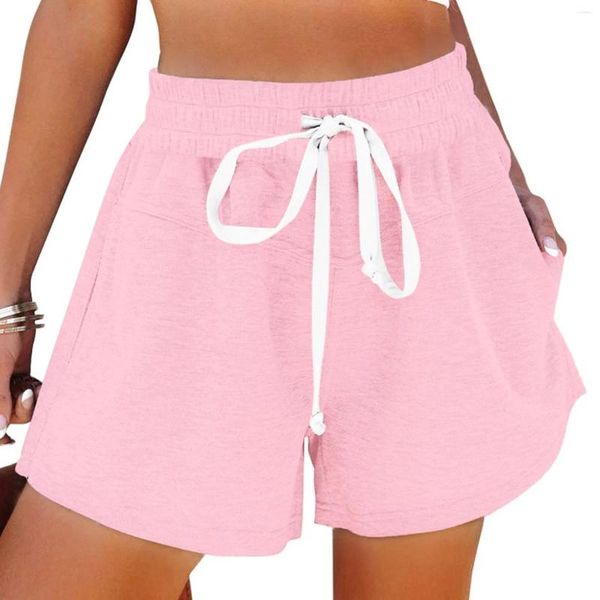 Short féminin pour femmes coton haut élastique taille plissée volant mignon plage flowy décontracté robe gonflée