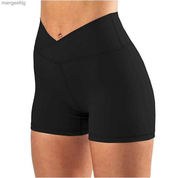 Shorts Femmes Femmes Crossover Biker Taille Haute Butin Yoga Entraînement Athlétique Course Spandex Scrunch Butt Leggings Vêtements Féminins 240329