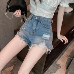 Short féminin pour femmes denim Ripped sexy pantalon court pour les femmes pour porter un jean bleu dans la tendance 2024 y2k harajuku coréen style xl mode