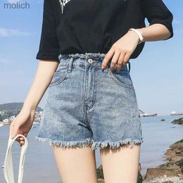 Dames shorts Shorts High Tailed Denim Shorts met gescheurde zoom jeans shorts Casual Summer Street shorts met zakken WX