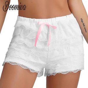 Short féminin Femmes à ébullition Blooders Pumpkin Tiered Lace Trim Sweet Bowknot Safety Underpants pour le jeu de rôle Party à thème Masquerade