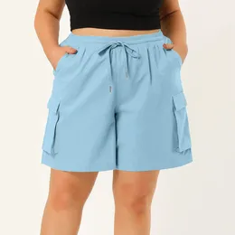 Dames shorts shorts dames zomer dunne laadbroek pocket trekkoord casual groot kafelen voor vrouwen