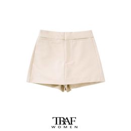 Shorts pour femmes Traf Traf Fashion Fashion False False Welt Pockets jupes vintage High Taist Fly Femme Skort Mujer 230424 DROP DHQUN
