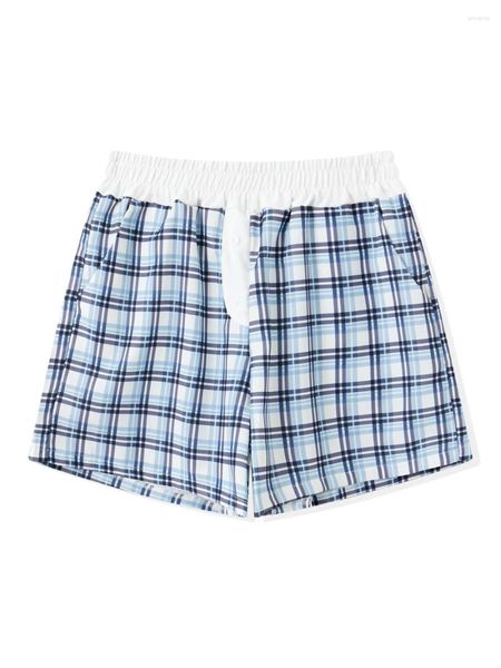 Shorts pour femmes Wsevypo American Retro Plaids Casual pour femmes Summer Bande élastique Lâche Pantalon court Streetwear Grunge Vêtements esthétiques