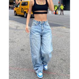 Xingqing Femmes Jeans y2k Esthétique Mi Taille Lâche Baggy Pantalon Années 2000 Denim Pantalon Coréen Mode Cargo Pantalon Streetwear 230425