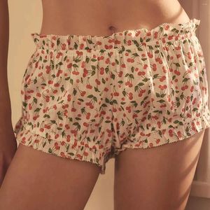Damesshorts Y2K Esthetische Casual Summer Cherry Print Elastic Taille Ruffle Bloomers