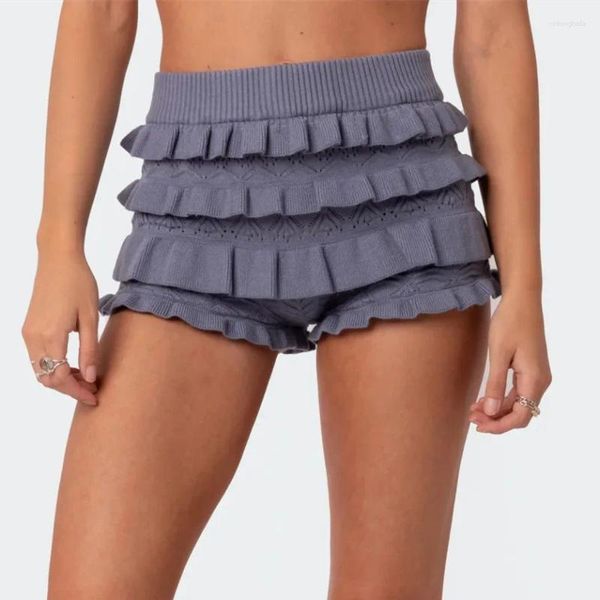 Pantalones cortos de mujer y2k mujeres tejidas en capas en capas de cintura elástica bloomer de crochet lolita sexy mini Pettipants