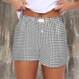 Short féminin y2k plaid pyjama mignon pantalon de jambe large courte du salon de sommeil