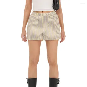 Short féminin Y2K Stripe Boxer for Women Lounge Elastic Pyjama Sleep Streetwear Boho Beach 2024 Summer